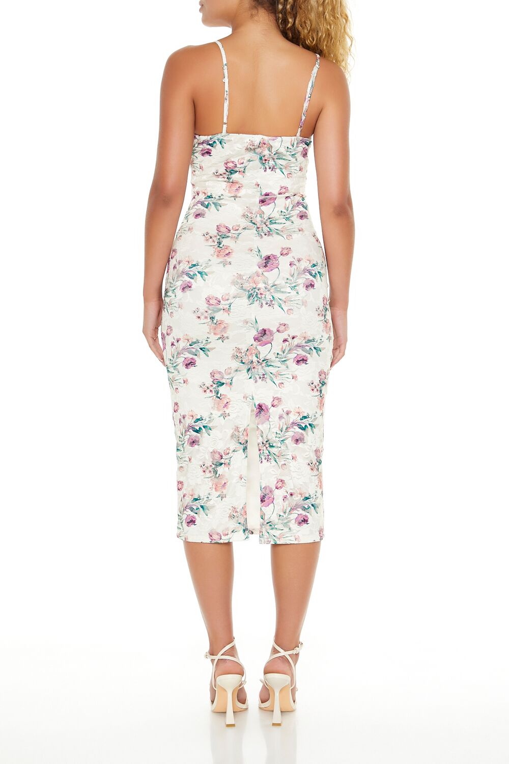 Floral Print Lace Midi Dress
