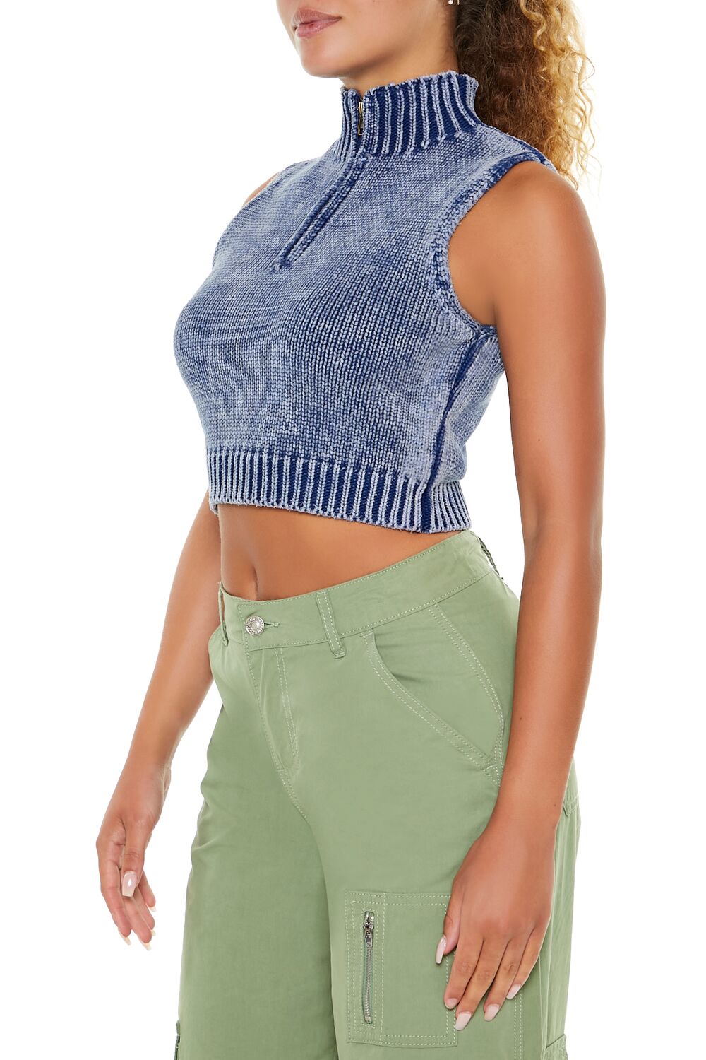 Cropped Half-Zip Sweater Vest