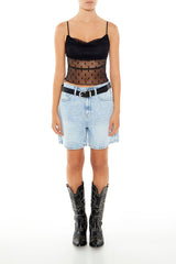 Ruched Polka Dot Mesh Cami