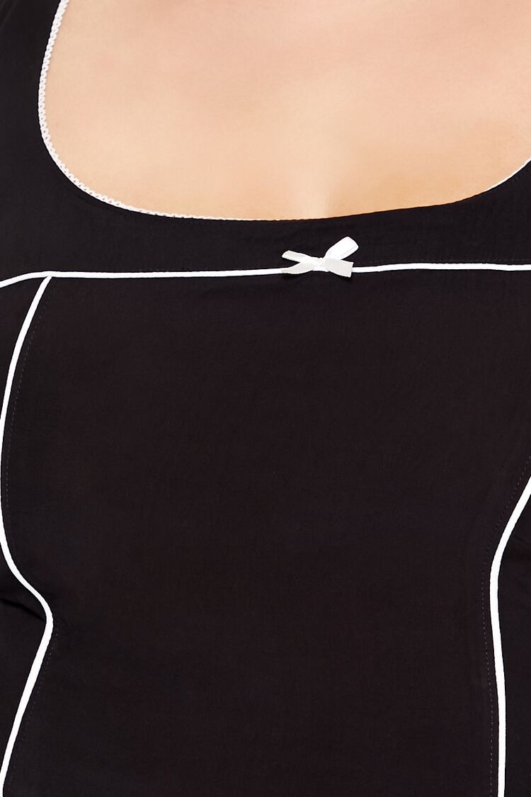 Plus Size Two-Tone Bow Crop Top