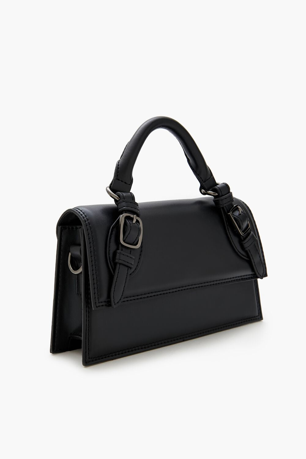 Buckled Faux Leather Crossbody Bag