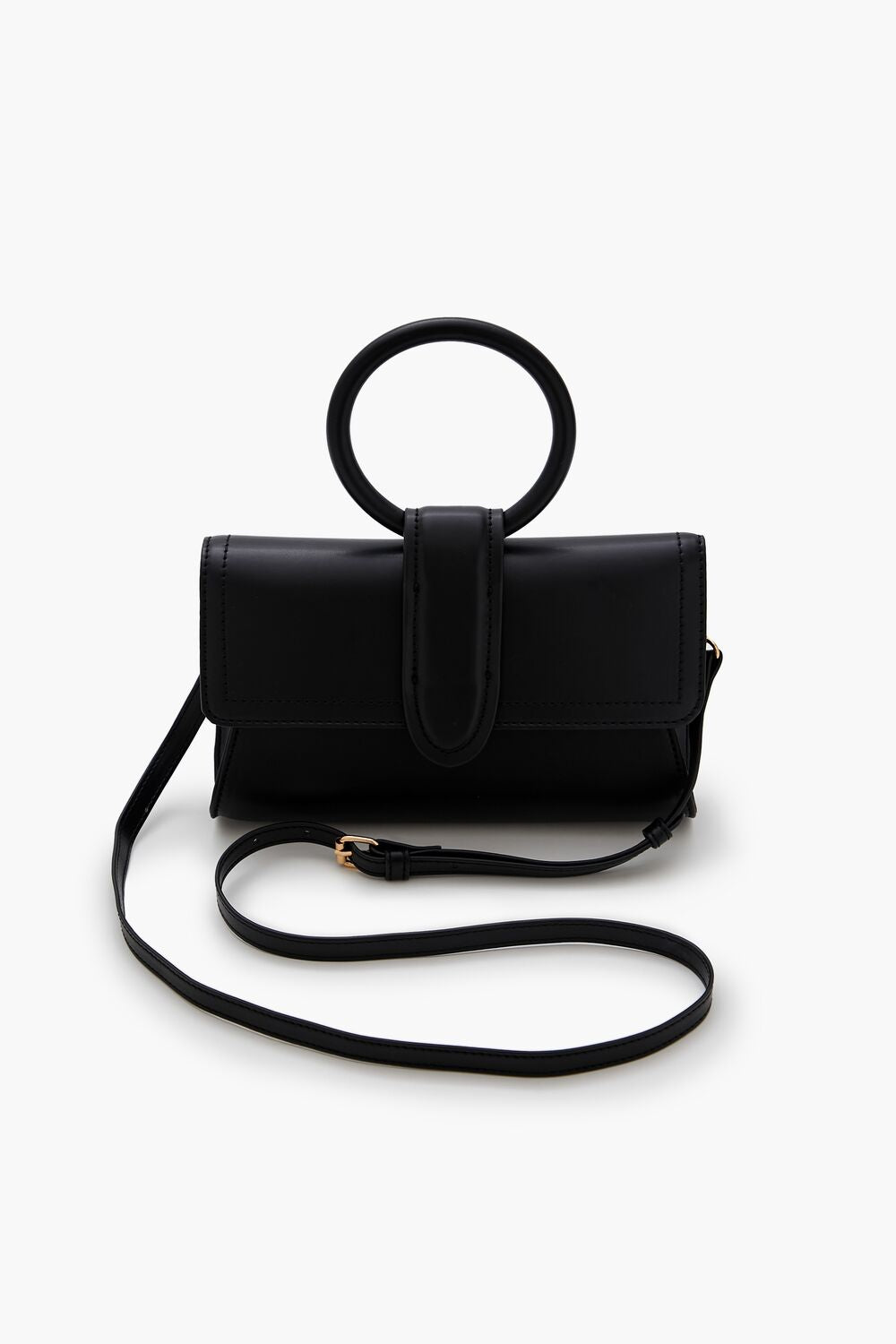 Faux Leather O-Ring Crossbody Bag