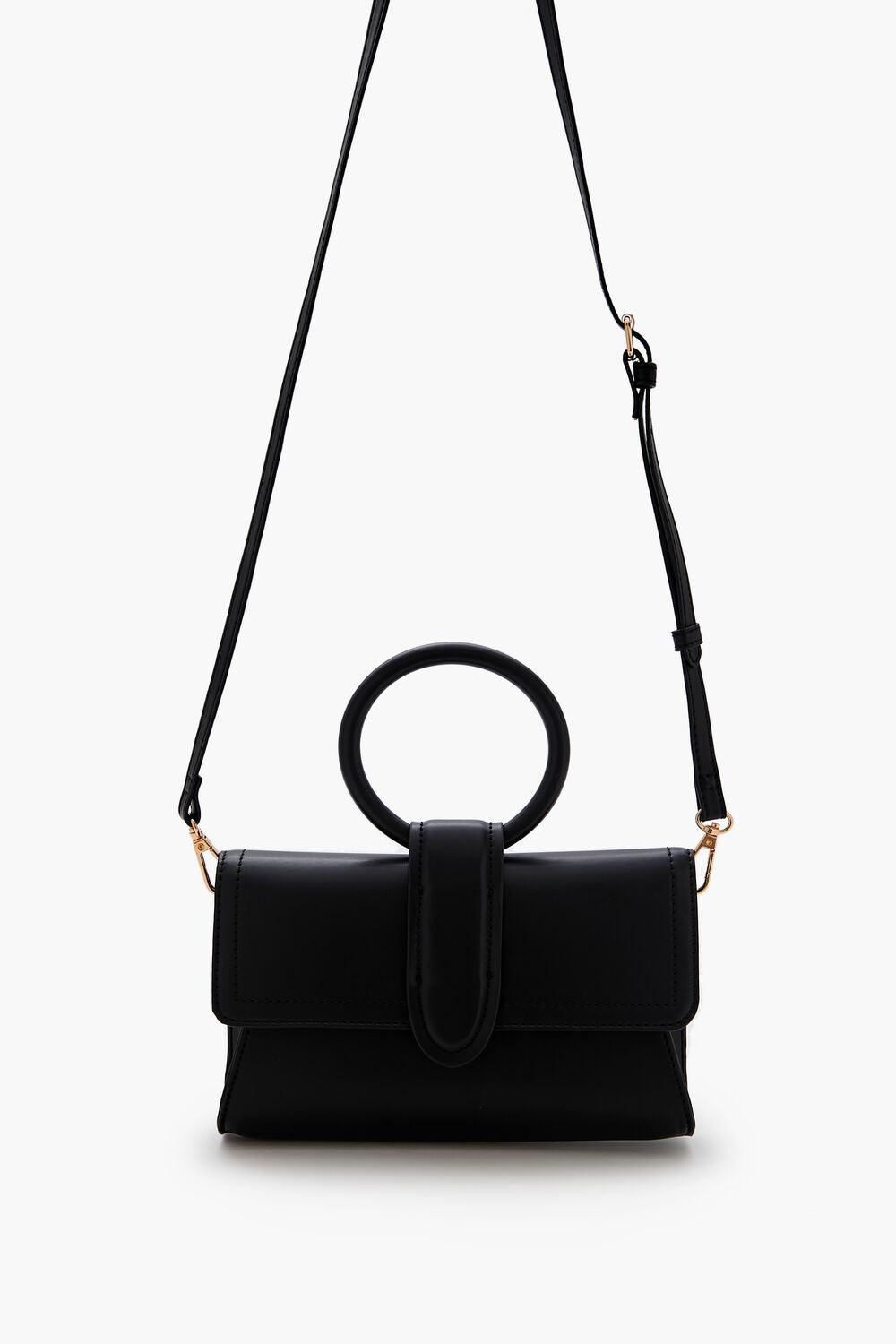 Faux Leather O-Ring Crossbody Bag