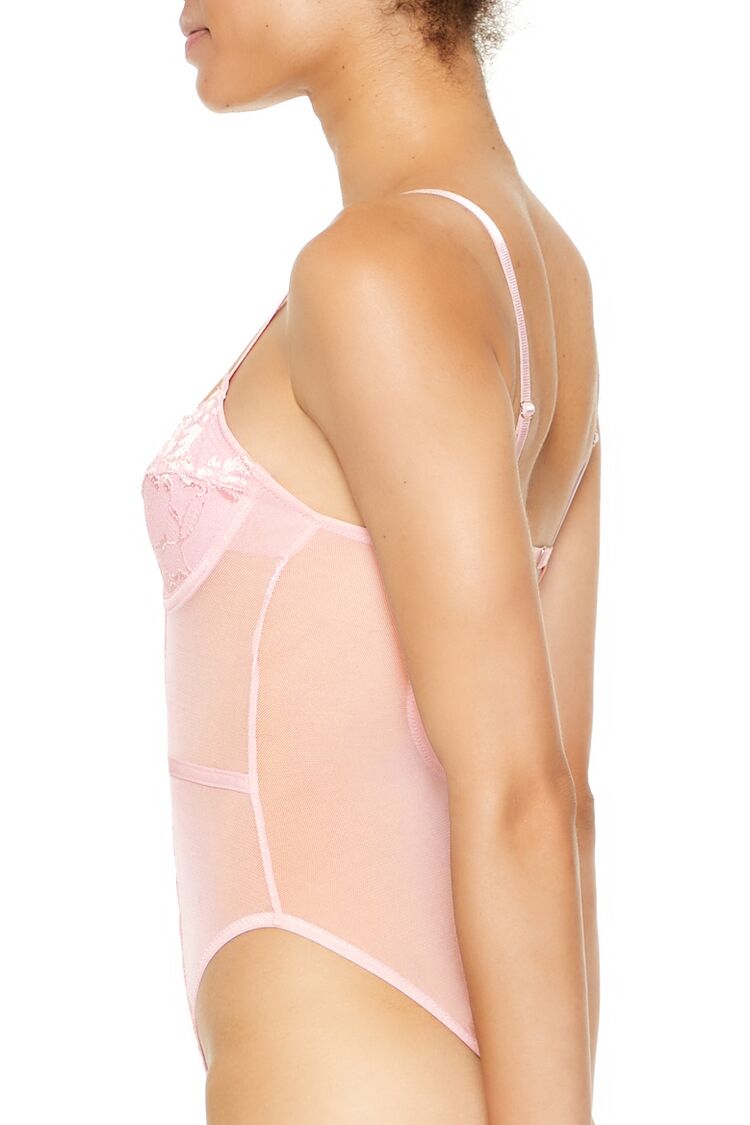 Floral Lace Mesh Lingerie Bodysuit