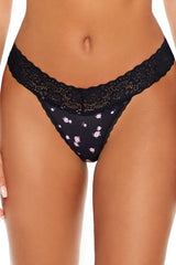 Rose Print Thong Panties