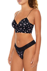 Rose Print Thong Panties