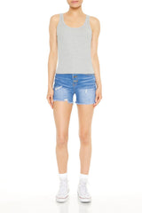 Buttoned Denim Shorts
