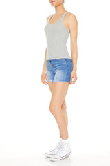 Buttoned Denim Shorts
