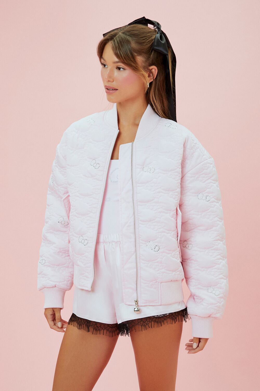 Hello Kitty Rhinestone Bomber Jacket