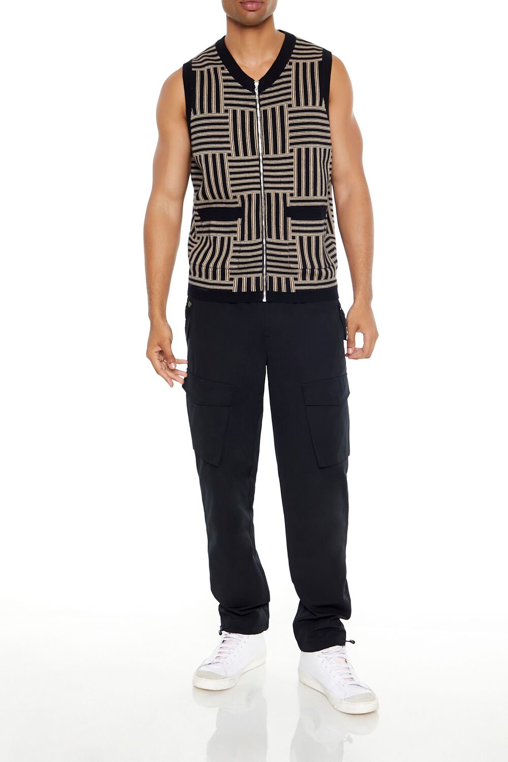 Geo Print Zip-Up Sweater Vest