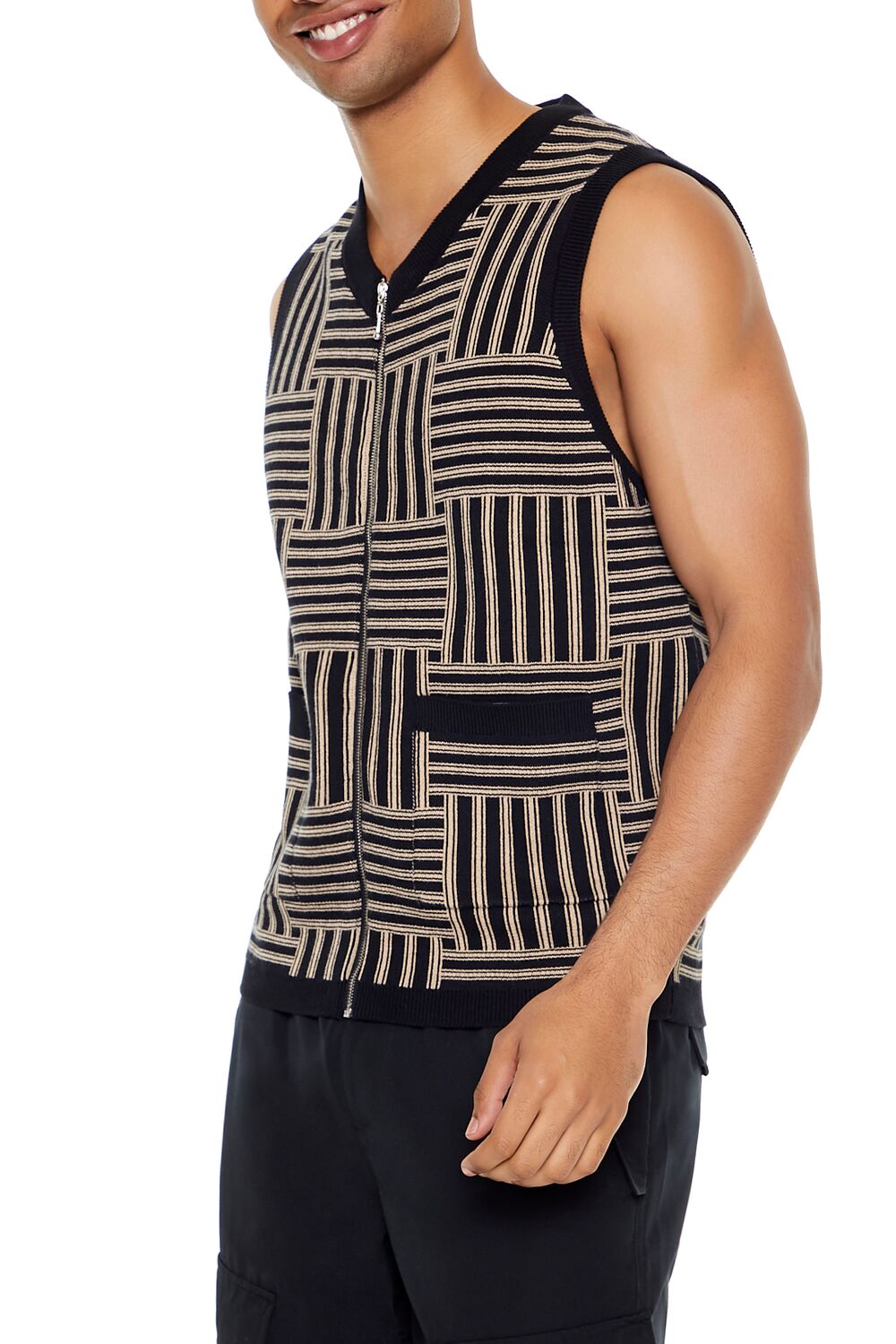 Geo Print Zip-Up Sweater Vest