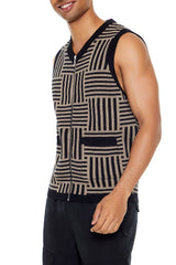 Geo Print Zip-Up Sweater Vest