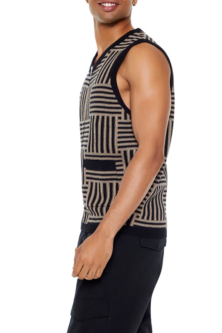 Geo Print Zip-Up Sweater Vest