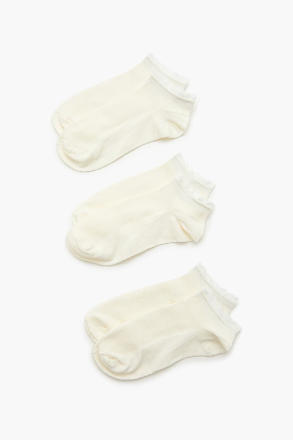 Ruffle-Trim Ankle Socks Set - 3 pack
