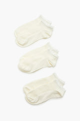 Ruffle-Trim Ankle Socks Set - 3 pack