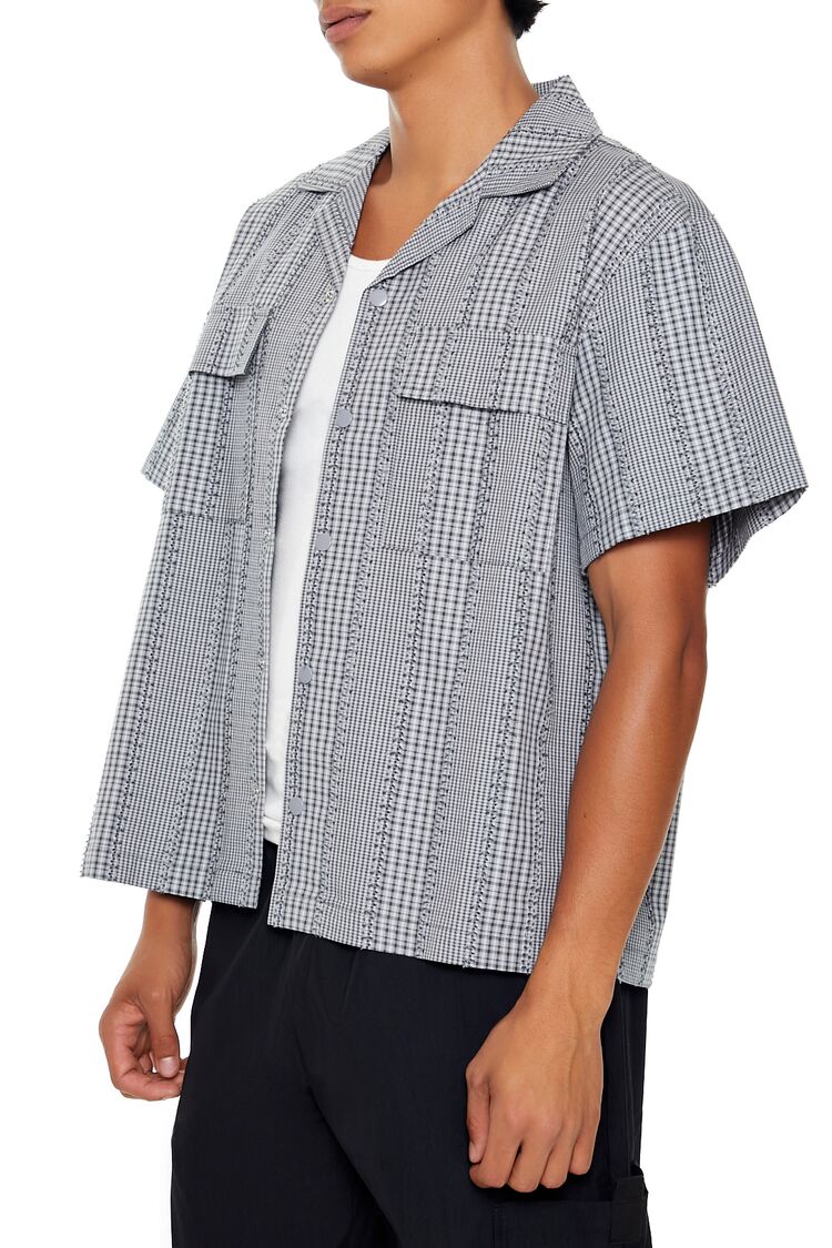 Cropped Mixed Plaid Shirt