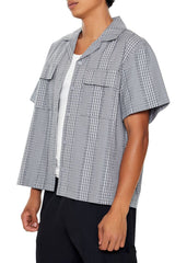 Cropped Mixed Plaid Shirt
