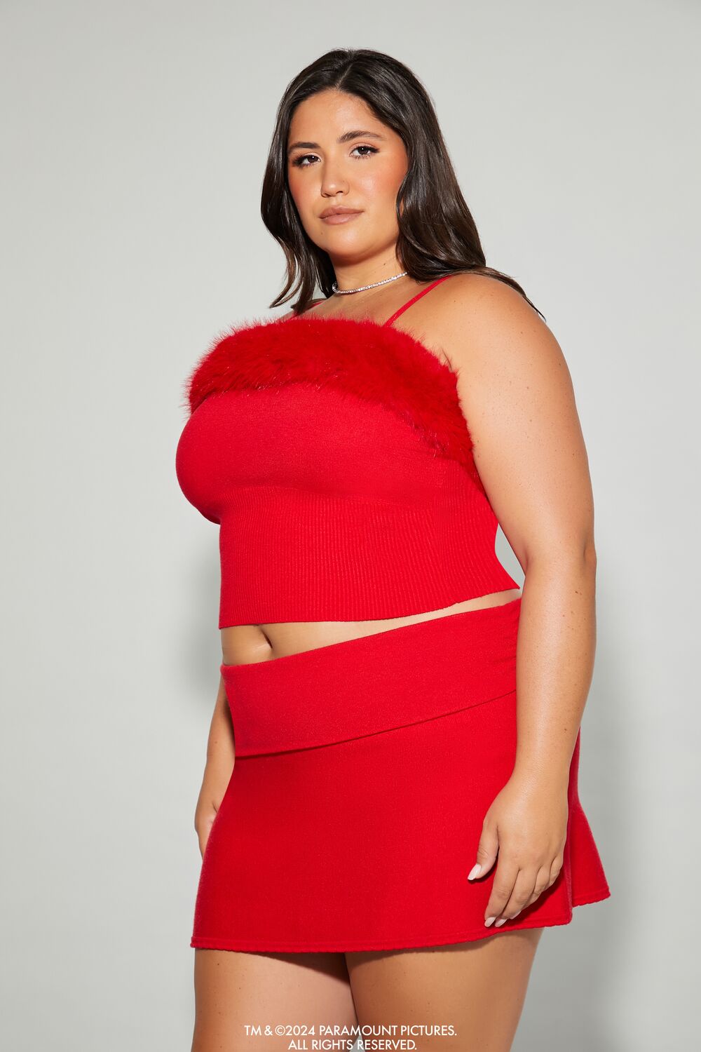 Plus Size Mean Girls Faux Fur Sweater-Knit Cami