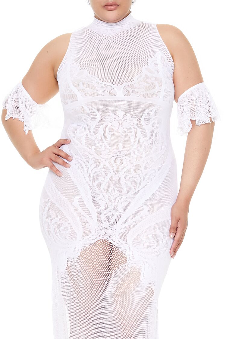 Plus Size Fishnet Lingerie Dress