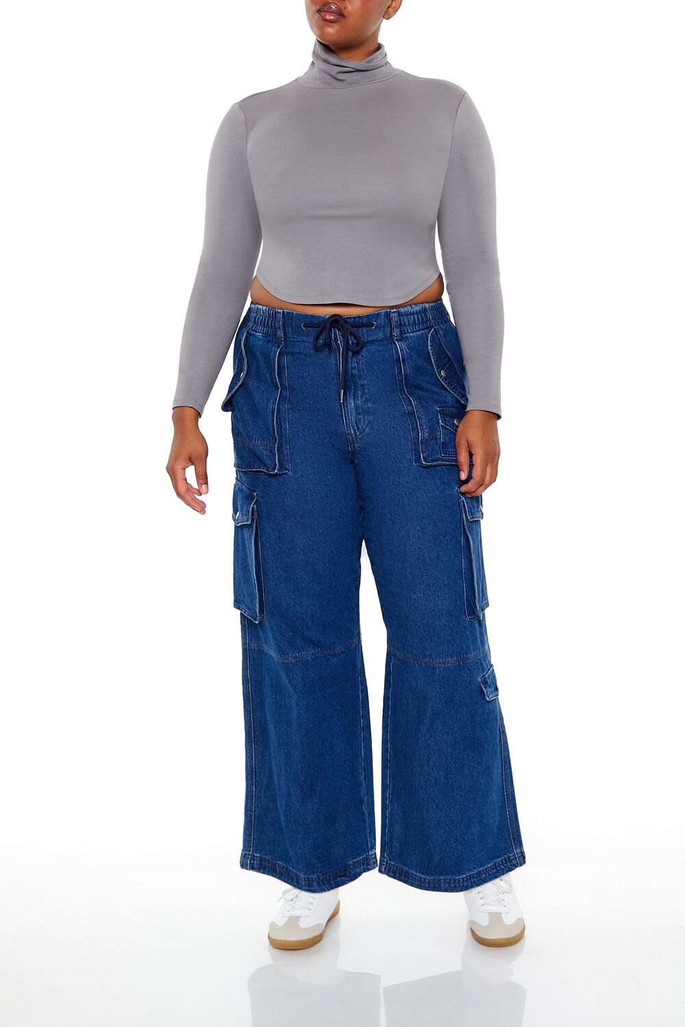 Plus Size Mid-Rise Cargo Jeans