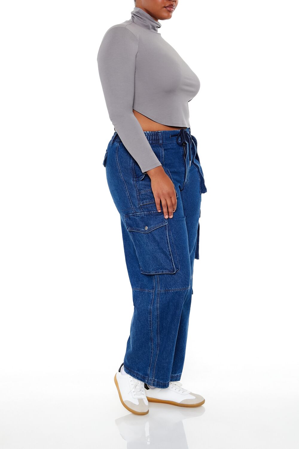 Plus Size Mid-Rise Cargo Jeans