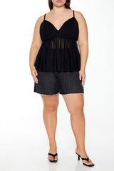 Plus Size Sheer Mesh Flounce Cami