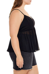 Plus Size Sheer Mesh Flounce Cami