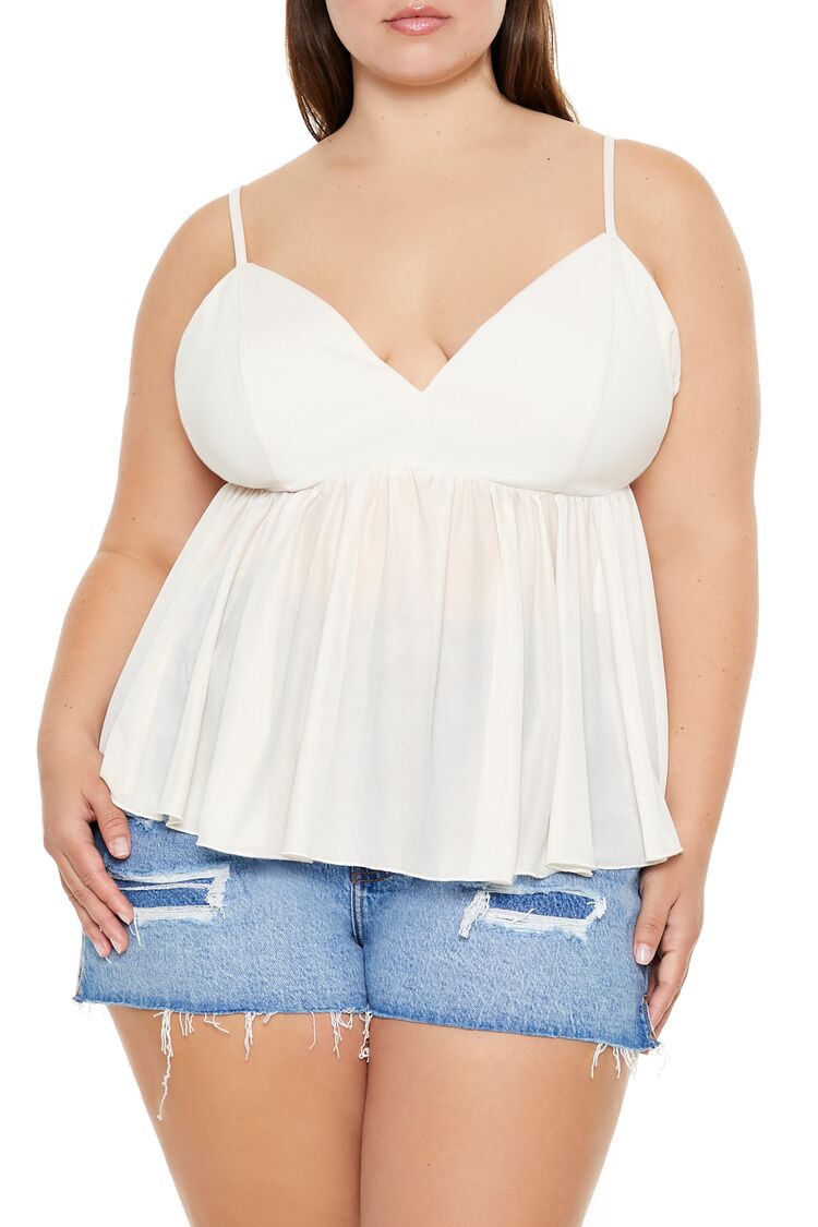Plus Size Sheer Mesh Flounce Cami