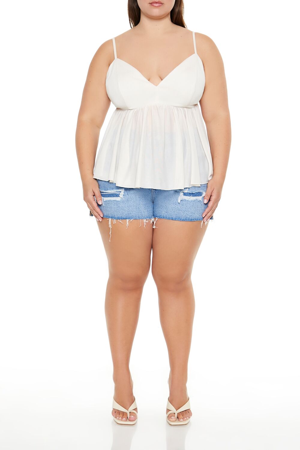 Plus Size Sheer Mesh Flounce Cami