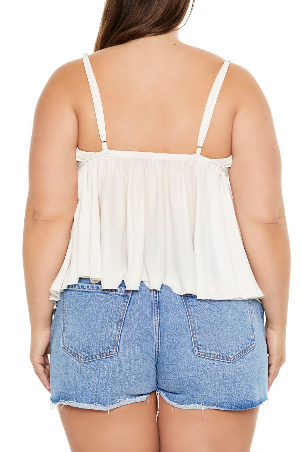 Plus Size Sheer Mesh Flounce Cami