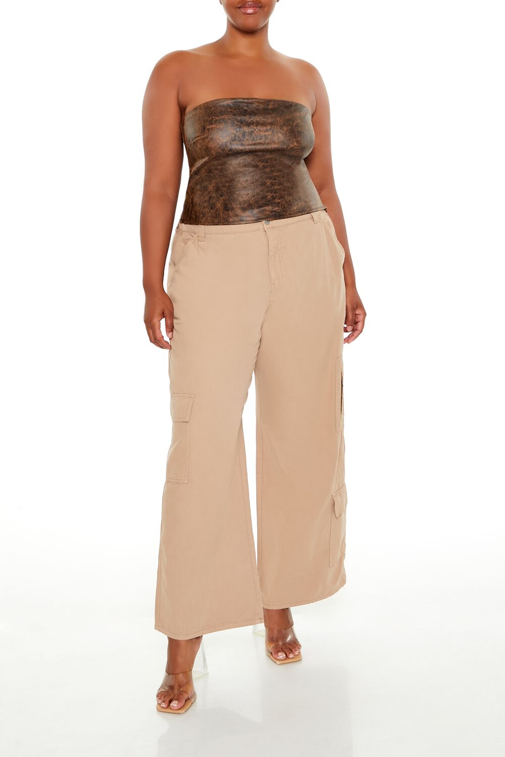 Plus Size Faux Leather Tube Top