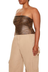 Plus Size Faux Leather Tube Top