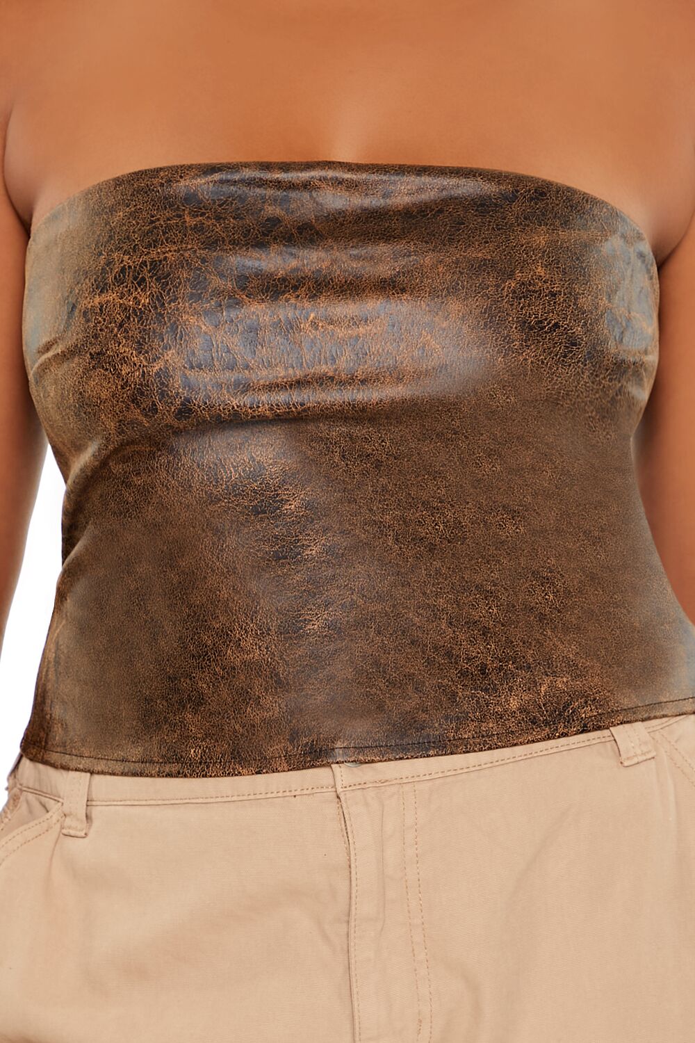 Plus Size Faux Leather Tube Top