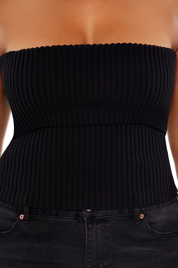 Ribbed Sweater-Knit Tube Top