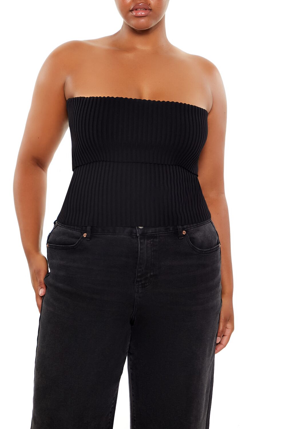 Ribbed Sweater-Knit Tube Top