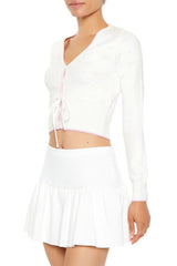 Pointelle Knit Cardigan Sweater