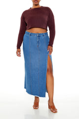 Plus Size Cable Knit Cropped Sweater