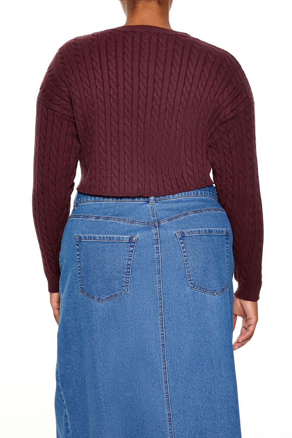 Plus Size Cable Knit Cropped Sweater