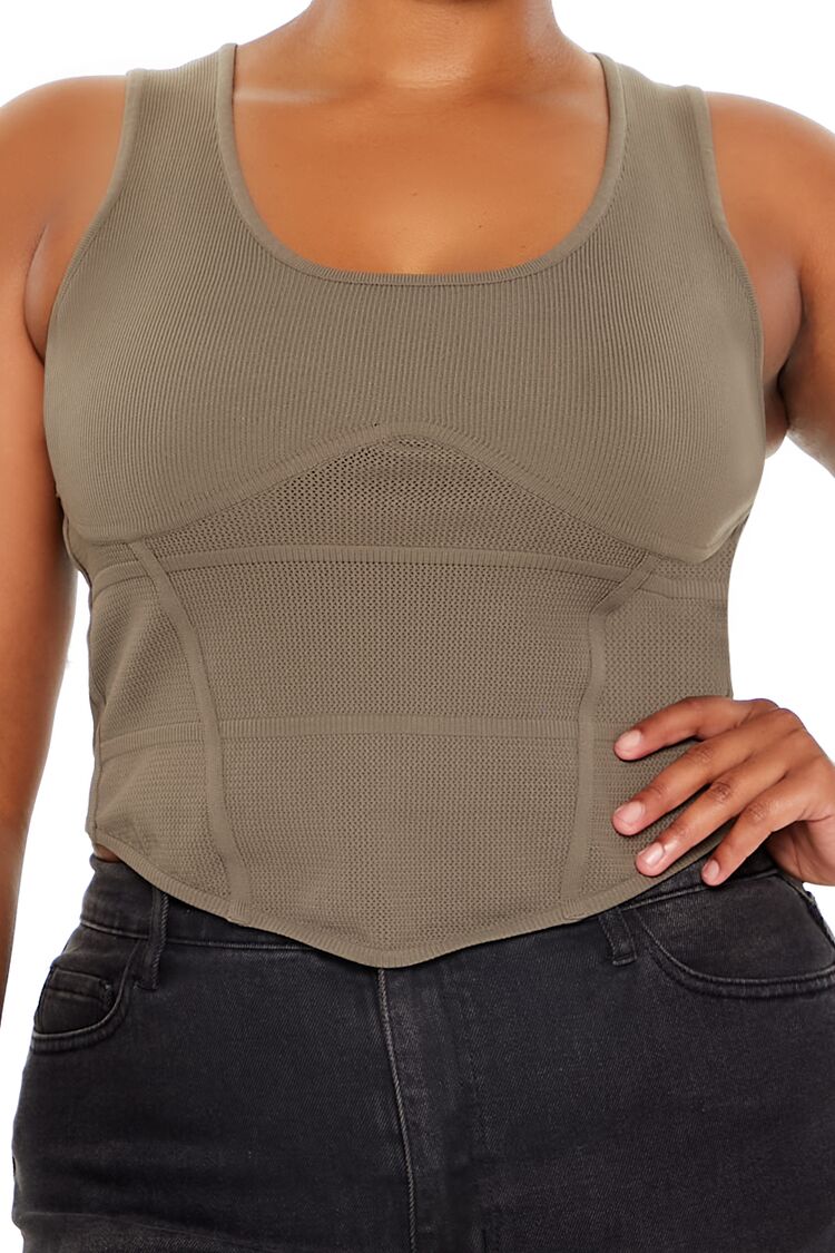 Plus Size Sweater-Knit Corset Tank Top