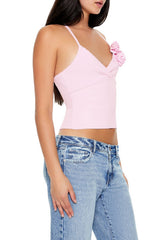 Sweater-Knit Floral Cami