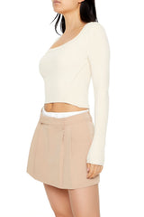 Cropped Rib-Knit Sweater