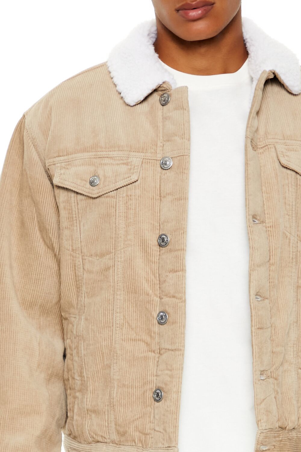 Faux Shearling-Trim Trucker Jacket