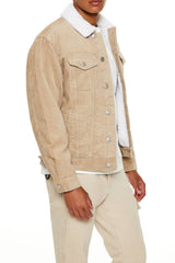 Faux Shearling-Trim Trucker Jacket