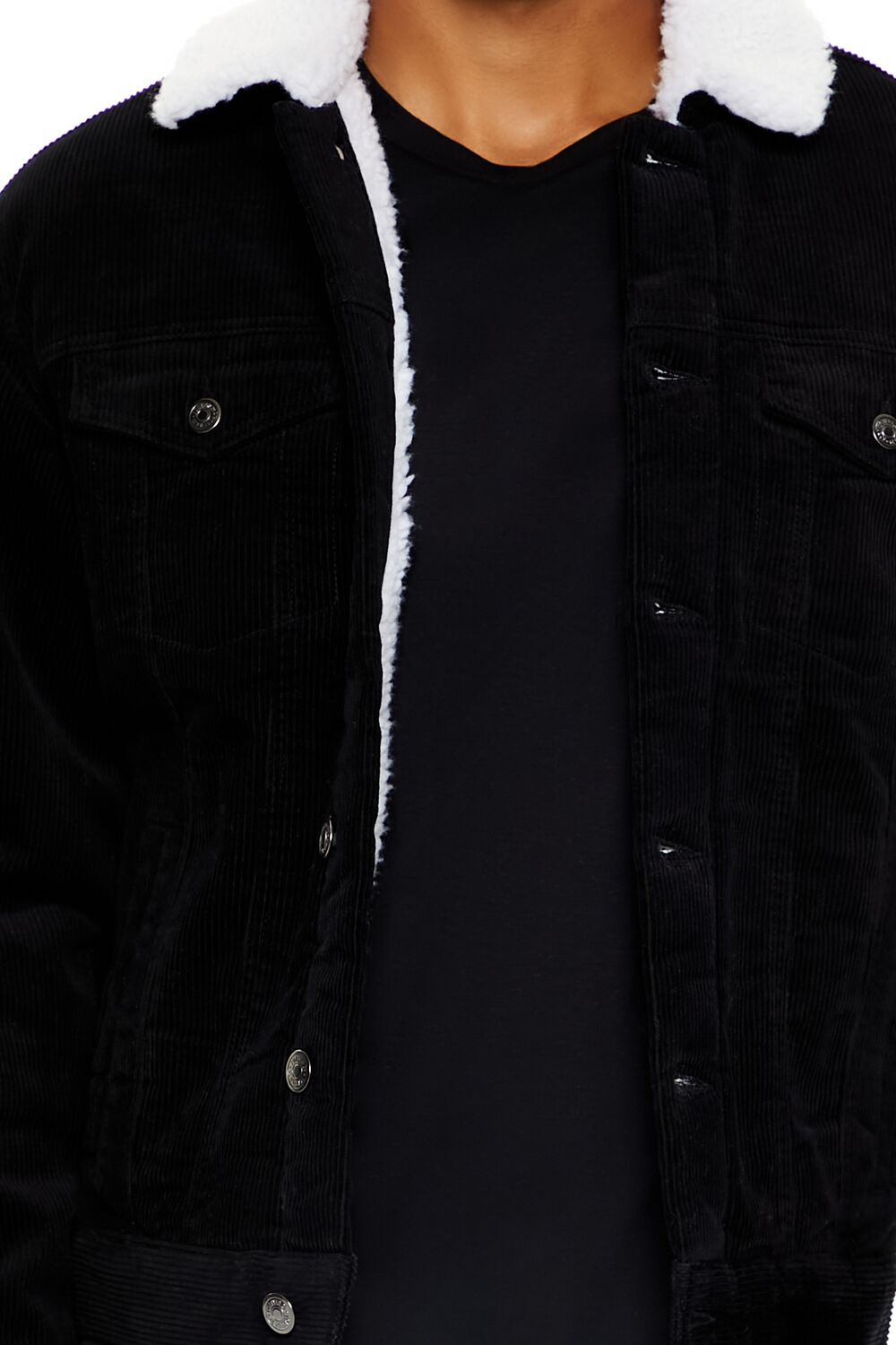Faux Shearling-Trim Trucker Jacket