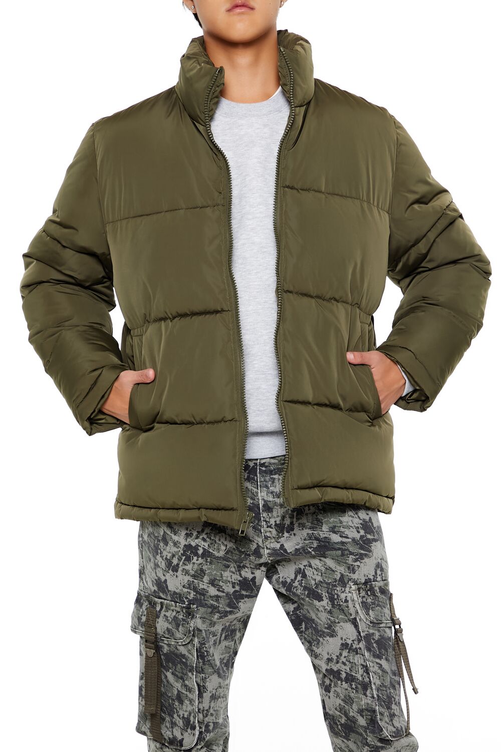 Quilted Funnel-Neck Puffer Jacket