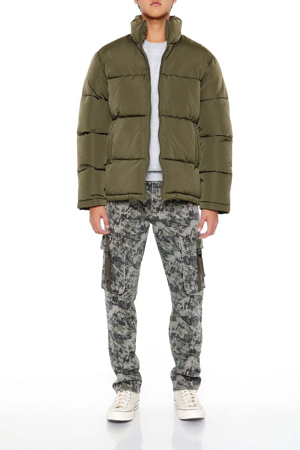 Quilted Funnel-Neck Puffer Jacket