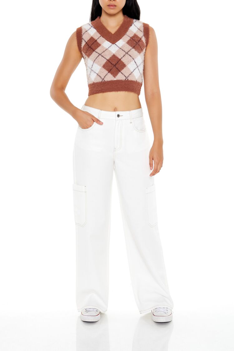 Cropped Argyle Sweater Vest