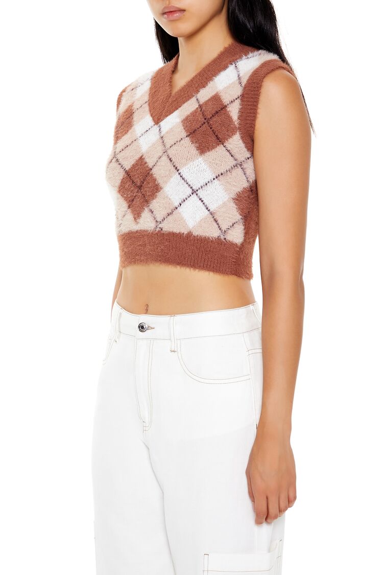 Cropped Argyle Sweater Vest