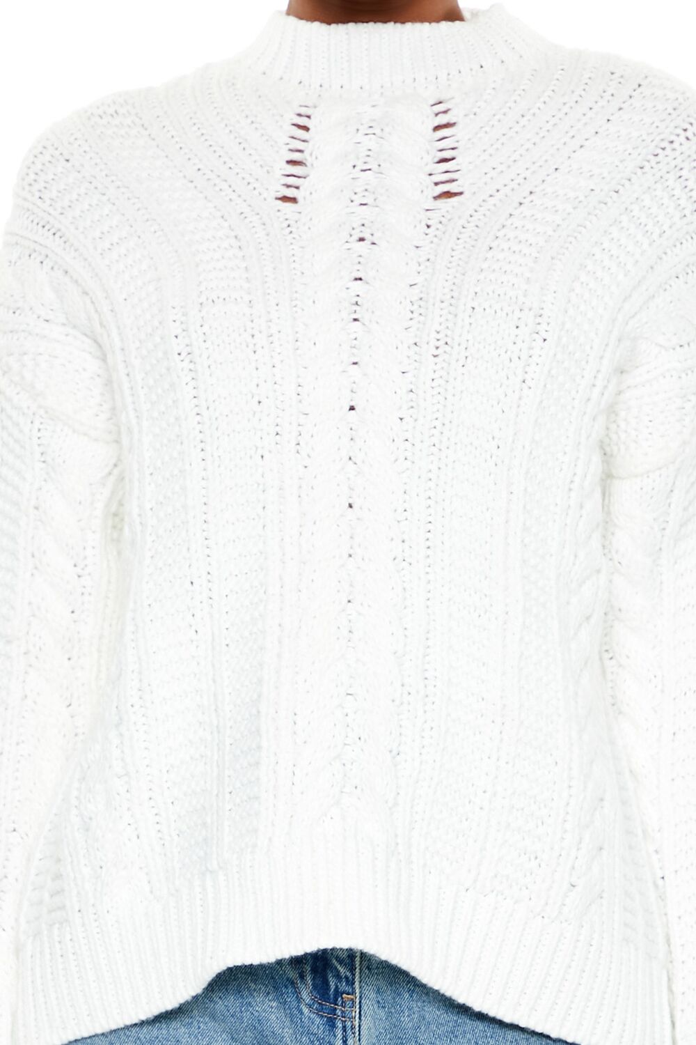 Lace-Back Cable Knit Sweater