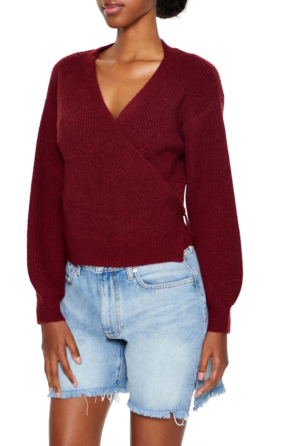 Drop-Sleeve Wrap Sweater